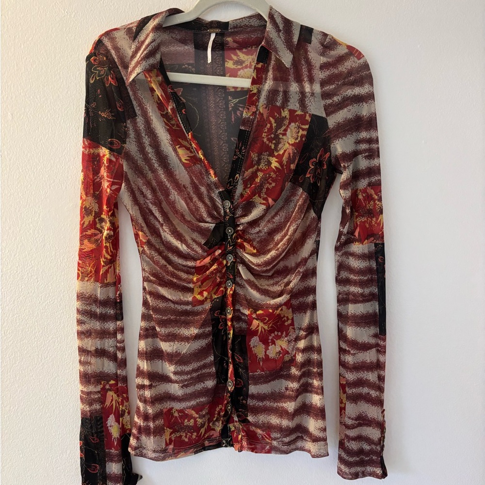 Free People Multicolor Button Down Shirt